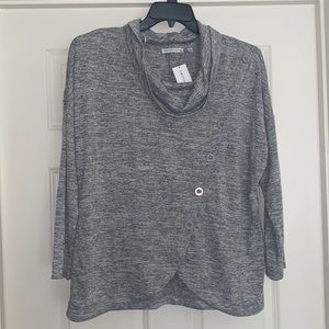 Notations Cowl Neck Sweater Size L Grey Marble